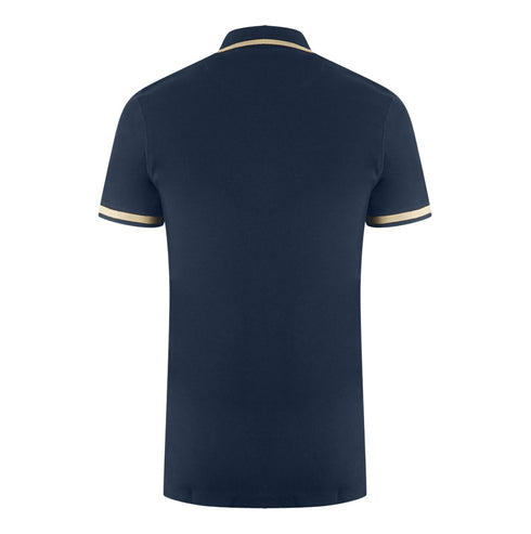 Aquascutum Aq 1851 Embroidered Tipped Navy Blue Polo Shirt